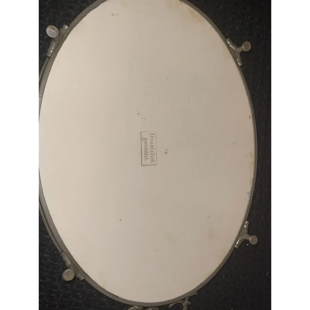 Vintage Gesetzlich‎ geschutzt Tray With Floral Porcelain/Enamel & Metal Frame
